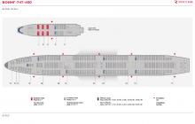 Schéma interiéru sedadel v Boeingu 747